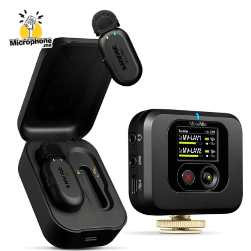 Shure Movemic Two Kit : Micro cravate sans fil 2 canaux + récepteur