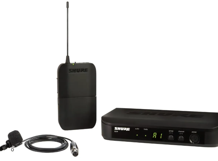 Shure BLX14E / W85M-K14 System including 1 BLX4 receiver and 1 BLX1 bodypack transmitter with WL185 lavalier microphone (614-638 MHz)